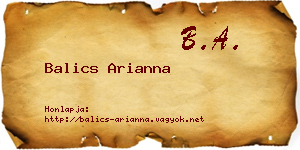 Balics Arianna névjegykártya